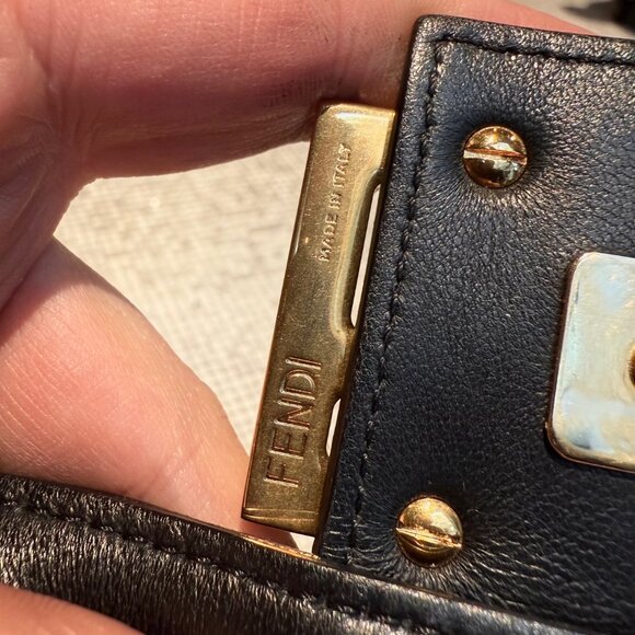 Fendi Black Leather FF Embossed Large Baguette Two Way Bag - Picture 10 of 16